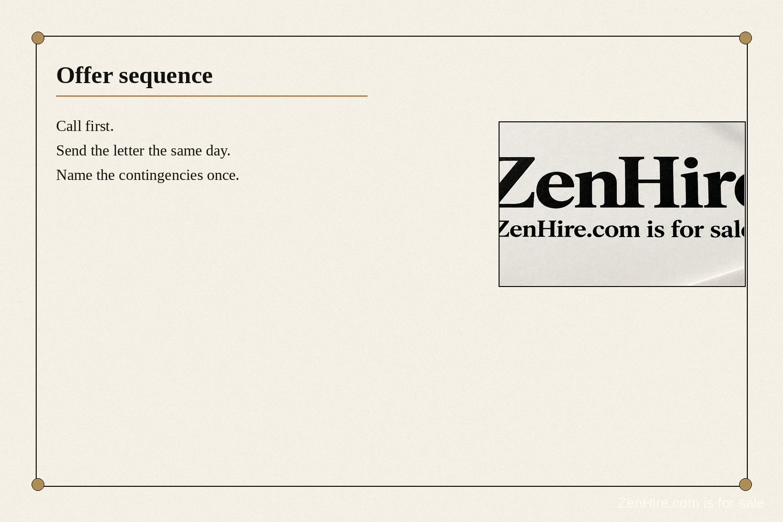 ZenHire.com written offer checklist after a verbal offer