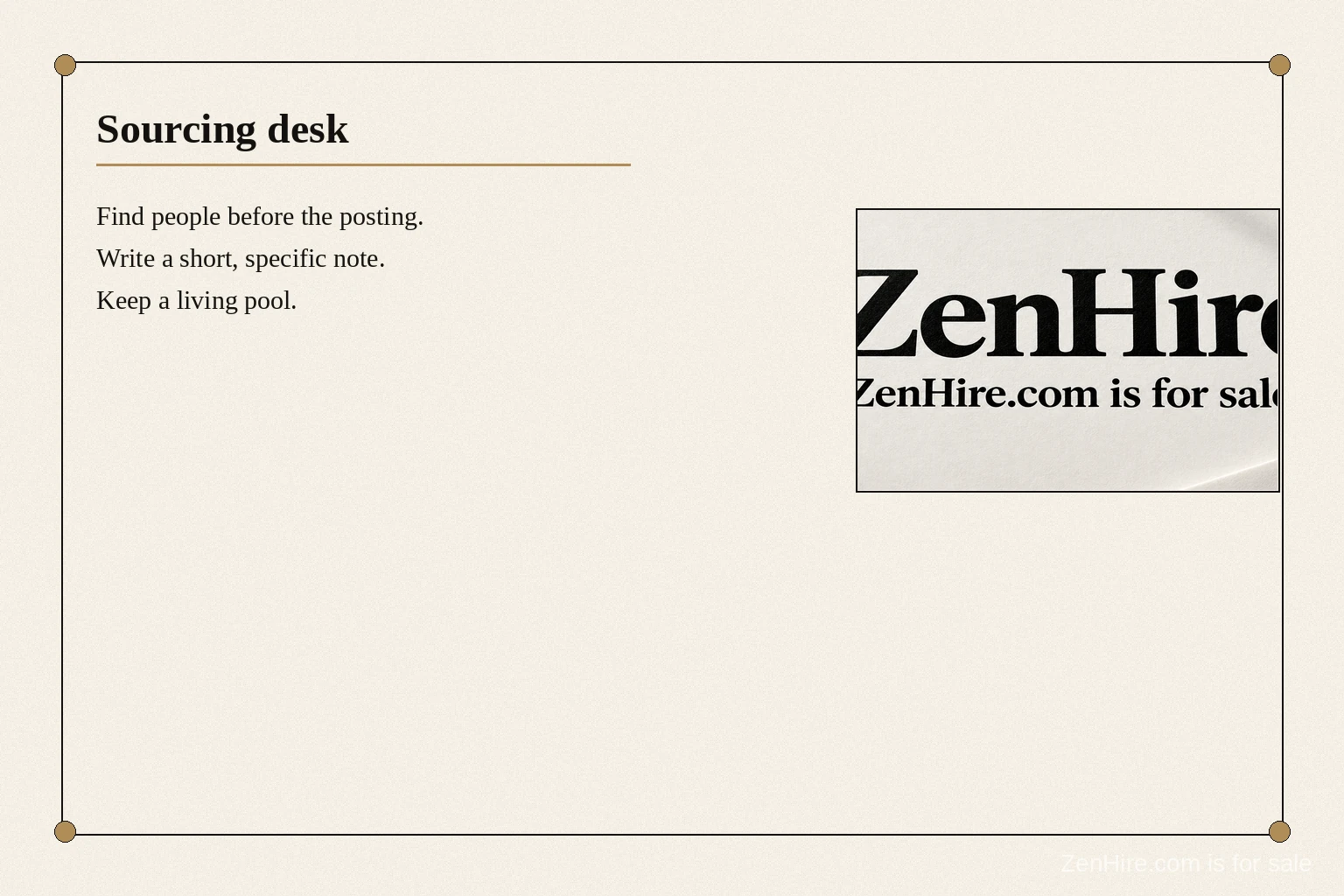 ZenHire.com proactive candidate sourcing plan